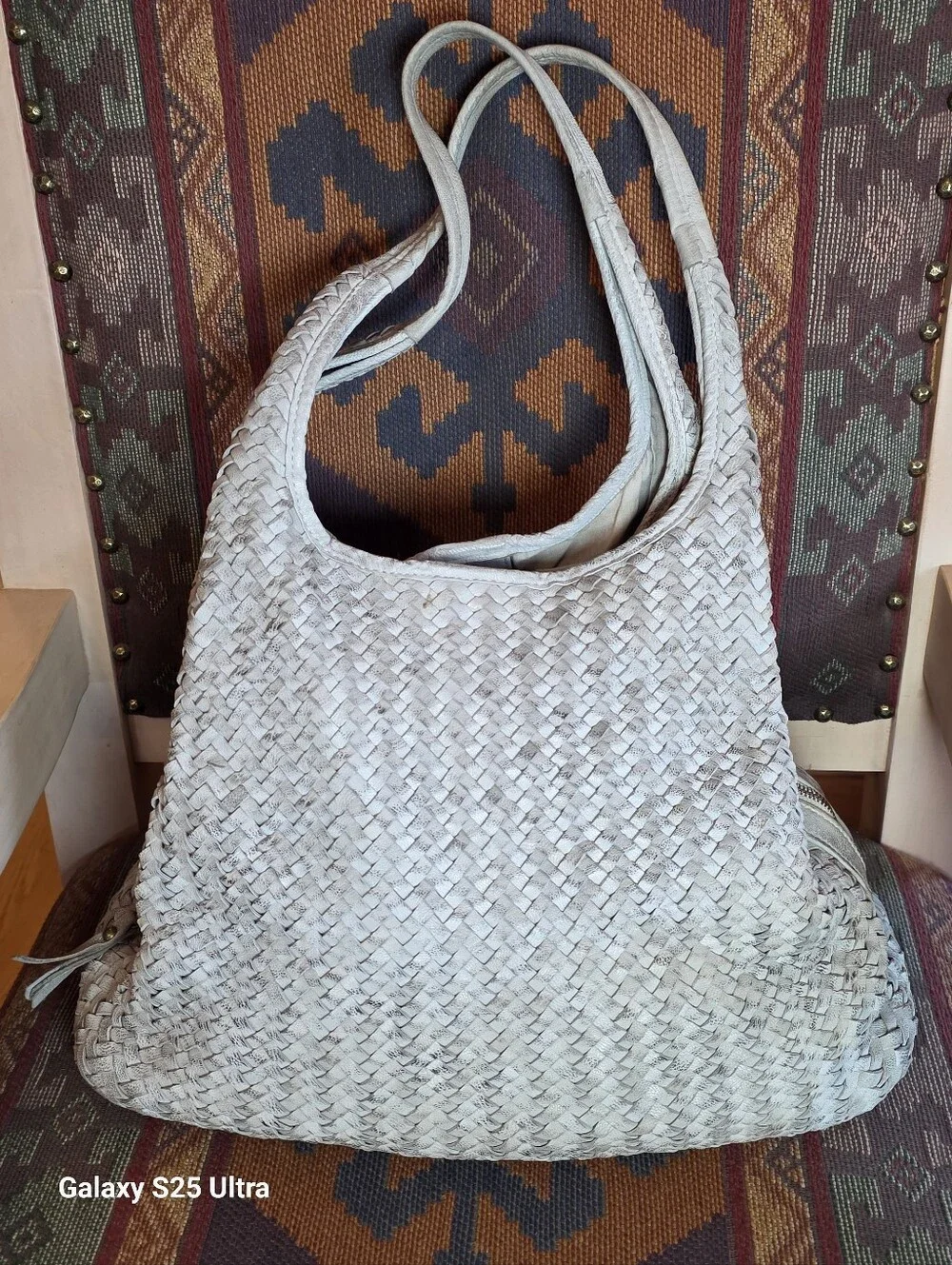 Vintage Boutique of Leathers Canada Distressed Woven Leather Hobo Bag